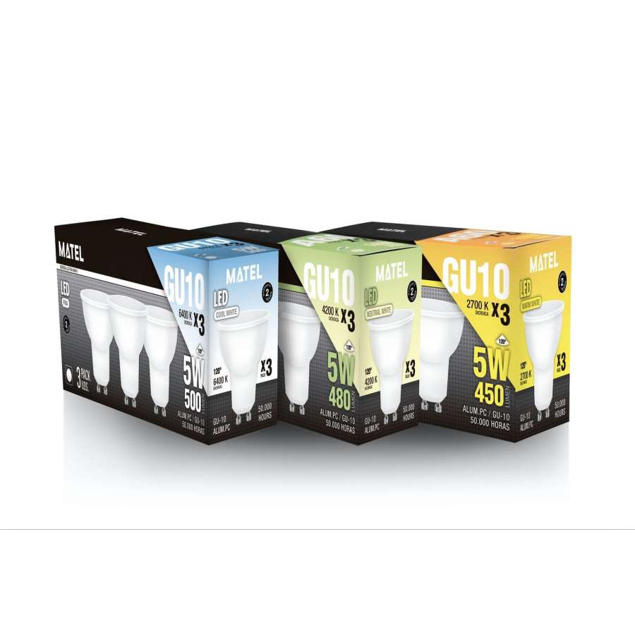 Imagem principal do produtoBOMBILLA LED DICROICA PACK 3 UDS.120º GU10 5W CALIDA