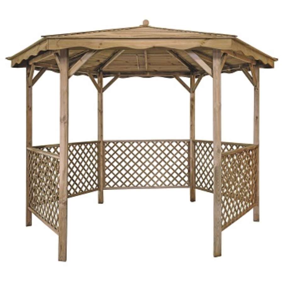 Imagen principal del productoPERGOLA LORA TECHO DE MADERA  Ø320 x 245 cm