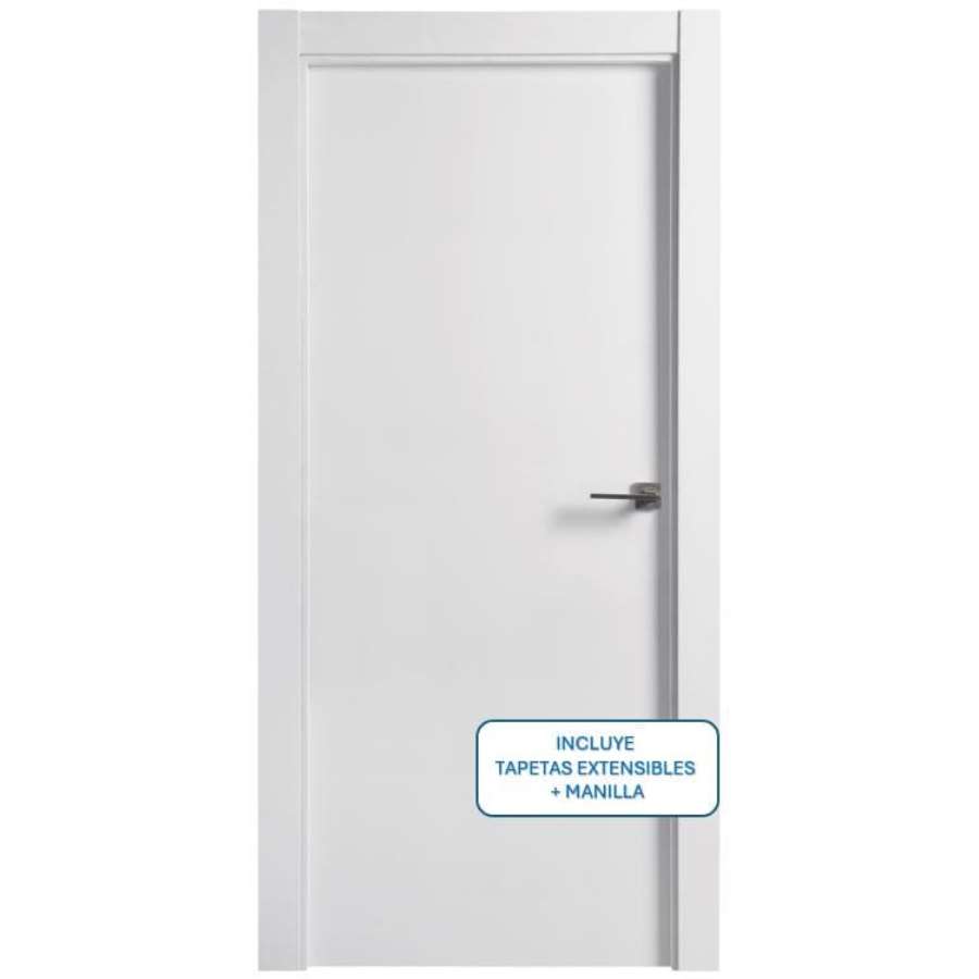 Imagen principal del productoPACK PUERTA BLOCK ALV.BLANCA 2030X625X35 IZ+TAPETA+MANILLA