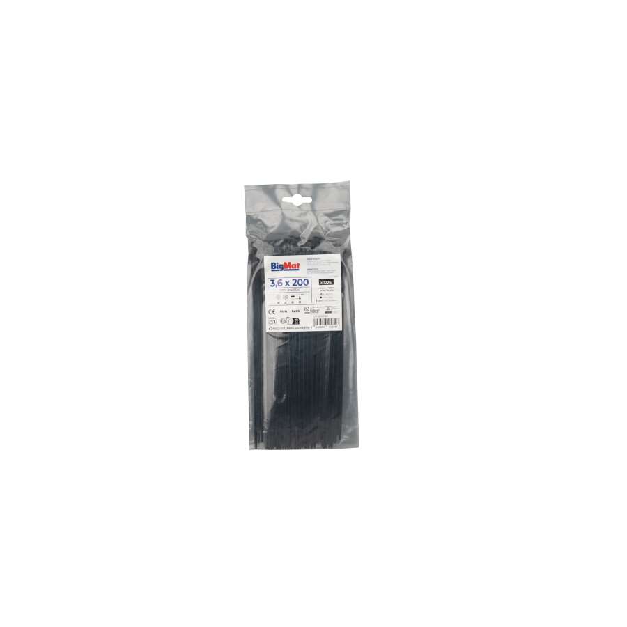 Imagen principal del productoBOLSA BRIDA BIGMAT 3,6x200 NEGRA (100 uds)