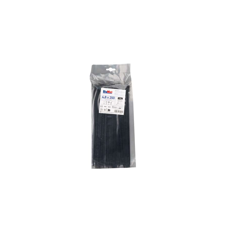 Imagen principal del productoBOLSA BRIDA BIGMAT 4,8x250 NEGRA (100 uds)