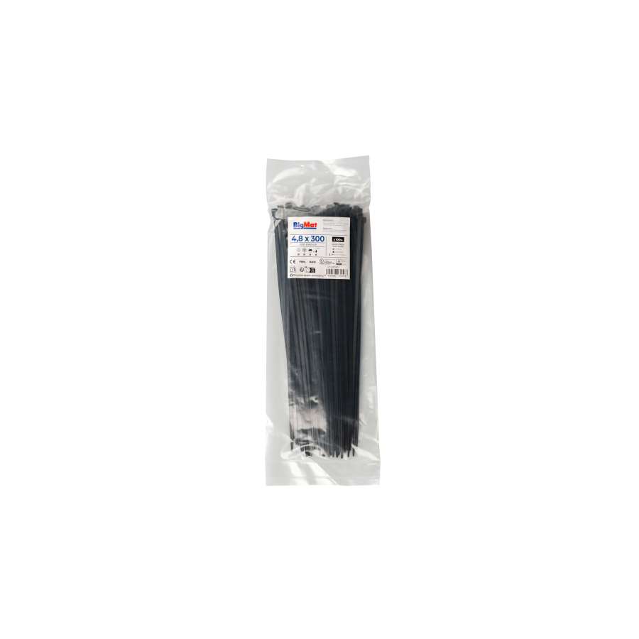Imagen principal del productoBOLSA BRIDA BIGMAT 4,8x300 NEGRA (100 uds)