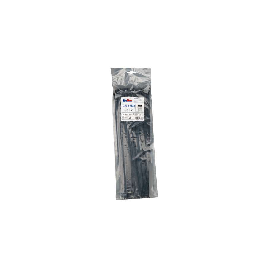 Imagen principal del productoBOLSA BRIDA BIGMAT 4,8x360 NEGRA (100 uds)