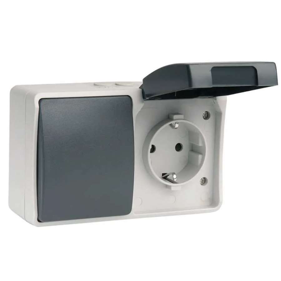 Imagen principal del productoCONMUTADOR/BASE ENCHUFE 16A DE EXTERIOR IP44- ATLANTIS SIMON