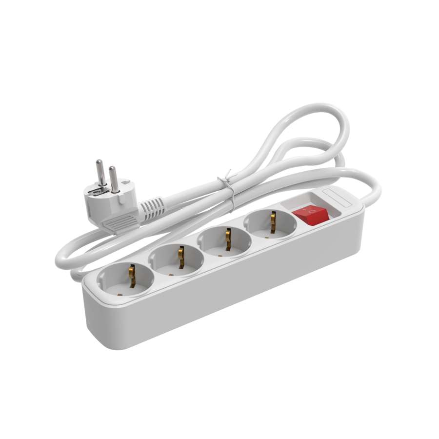 Imagen principal del productoBASE MÚLTIPLE 4 TOMAS CON INTERRUPTOR 3G1.5MM², 1,5 M