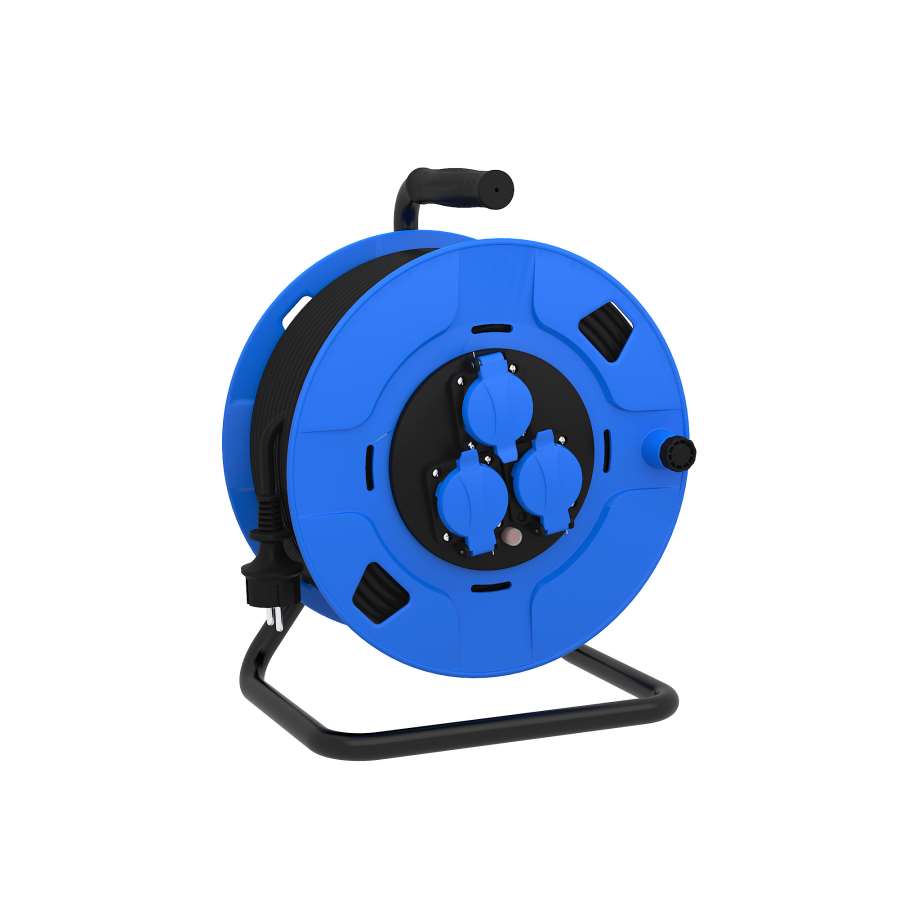 Imagen principal del productoENROLLACABLE 3 TOMAS CABLE 3X1.5MM2 50 METROS IP55 BIGMAT