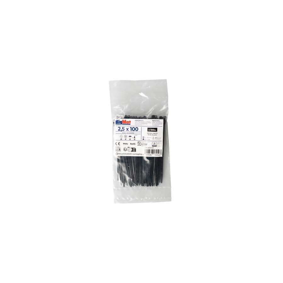 Imagen principal del productoBOLSA BRIDA BIGMAT 2,5x100 NEGRA (100 uds)