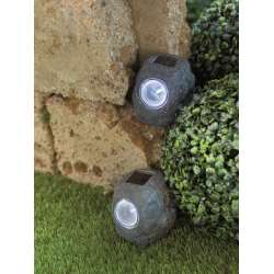 Imagen de BALIZA LED SOLAR POLYRESINA PIEDRA PARA EXTERIOR