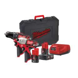 Imagen de TALADRO PERCUTOR + ATORNILLADOR IMPACTO MILWAUKEE M12