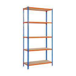 Imagen de ESTANTERIA MADERCLICK MEGAPLUS 5/400 AZUL/NARANJA/MADERA