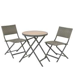 Foto de SET TALLINN GREY MIMBRE EXTERIOR 2 SILLAS + 1 MESA