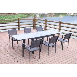 Foto de MESA EXTENSIBLE ALUMINIO CON CRISTAL GREY 135/270*90*75CM