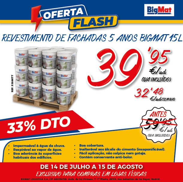 Revestimento de fachadas 5 anos bigmat 15L