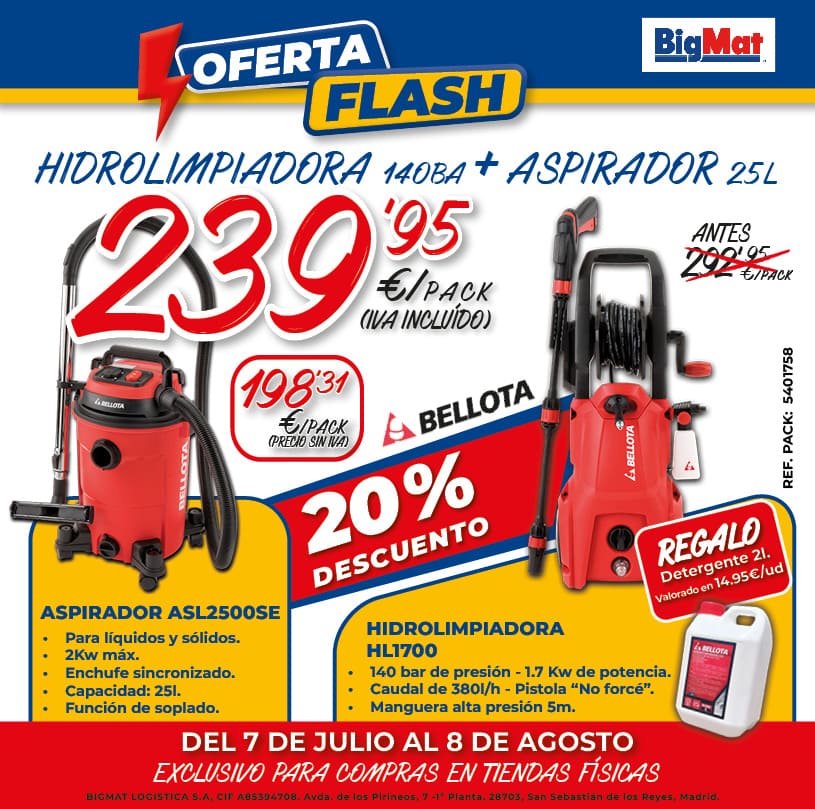 Hidrolimpiadora 140 Ba + Aspirador 25L