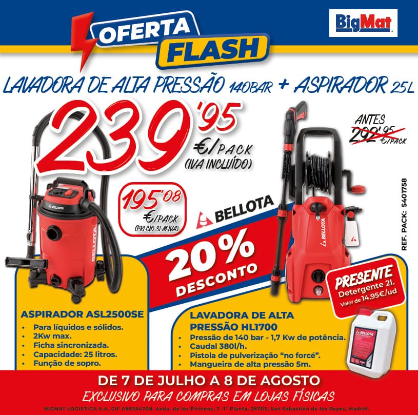 Lavadora de alta Pressao 140 Ba + Aspirador 25L