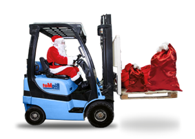 Santa Claus en un toro de almacén